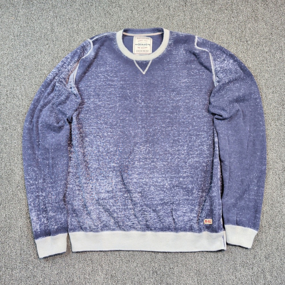 Marithe Francois Girbaud Vintage Y2K Acid Wash Cotton Sweater XL Blue Streetwear